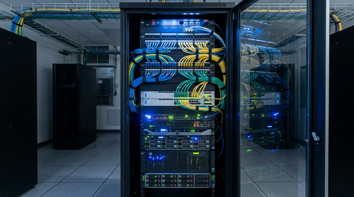 Business networking and equipment rack installation